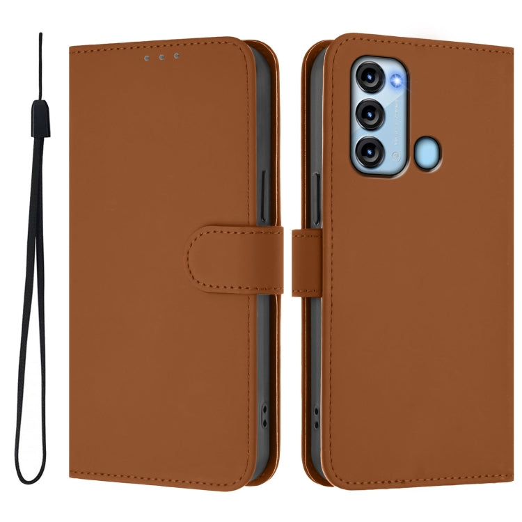 For itel S17 Skin Feel Solid Color Leather Phone Case with Lanyard