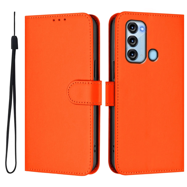 For itel S17 Skin Feel Solid Color Leather Phone Case with Lanyard