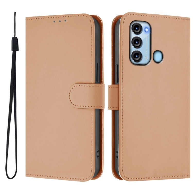 For itel S17 Skin Feel Solid Color Leather Phone Case with Lanyard