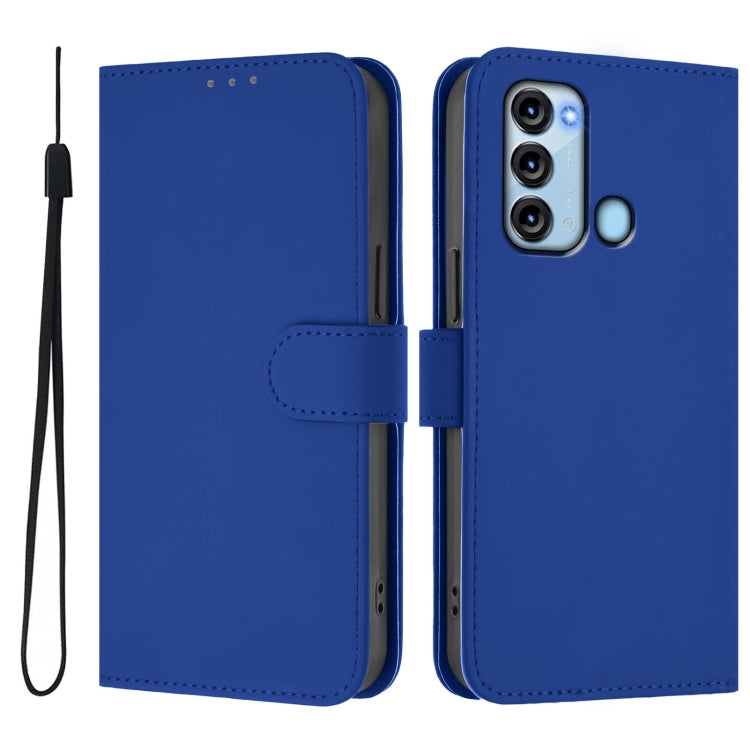 For itel S17 Skin Feel Solid Color Leather Phone Case with Lanyard