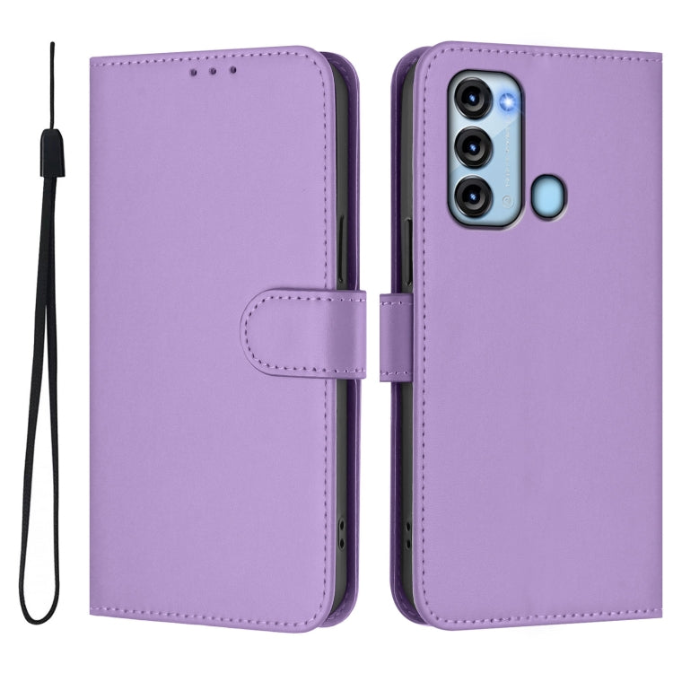 For itel S17 Skin Feel Solid Color Leather Phone Case with Lanyard
