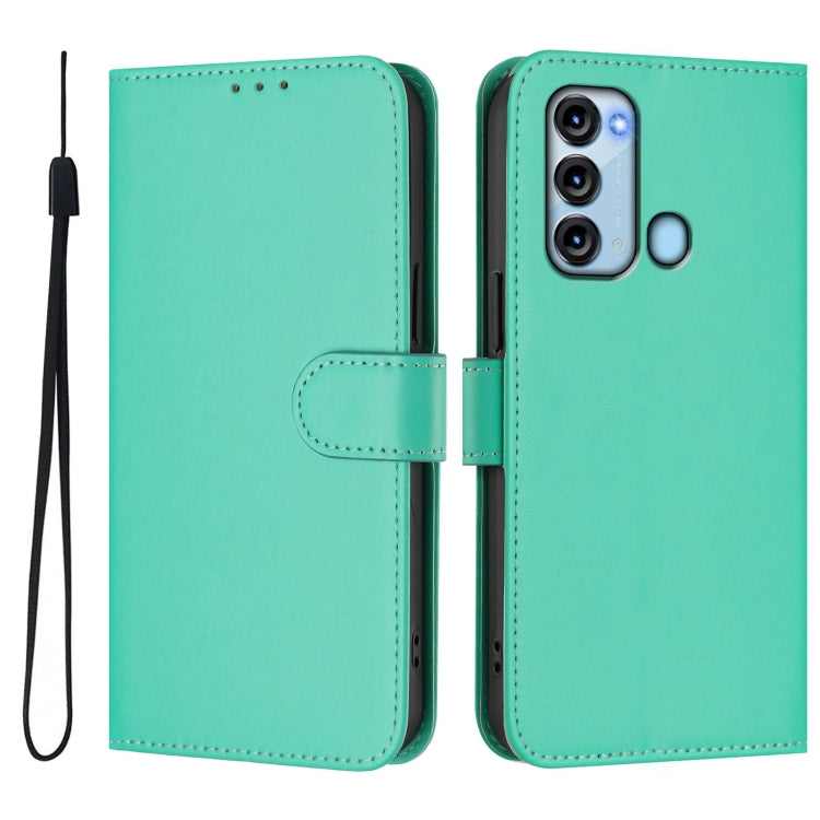For itel S17 Skin Feel Solid Color Leather Phone Case with Lanyard
