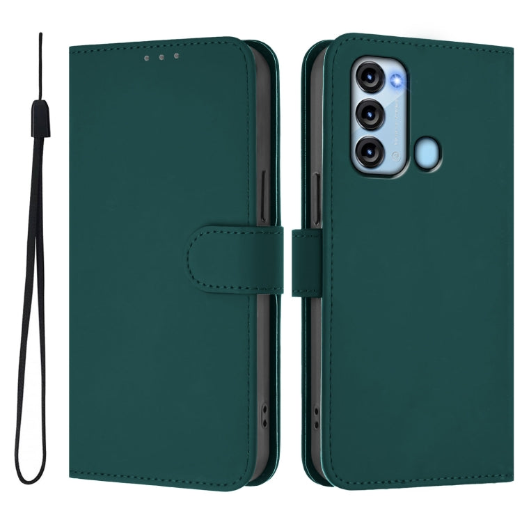 For itel S17 Skin Feel Solid Color Leather Phone Case with Lanyard