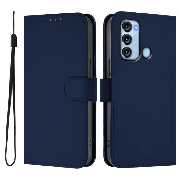 For itel S17 Skin Feel Solid Color Leather Phone Case with Lanyard