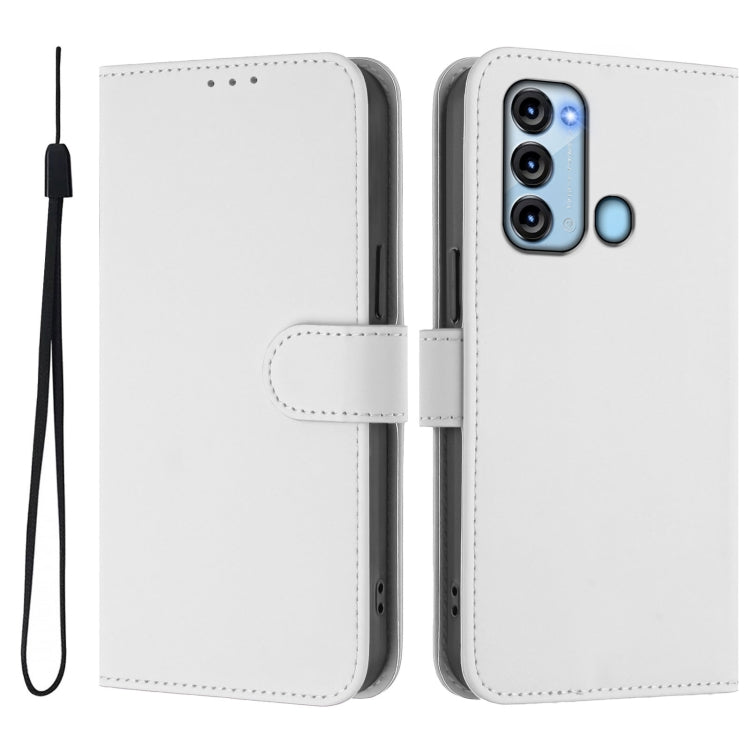 For itel S17 Skin Feel Solid Color Leather Phone Case with Lanyard