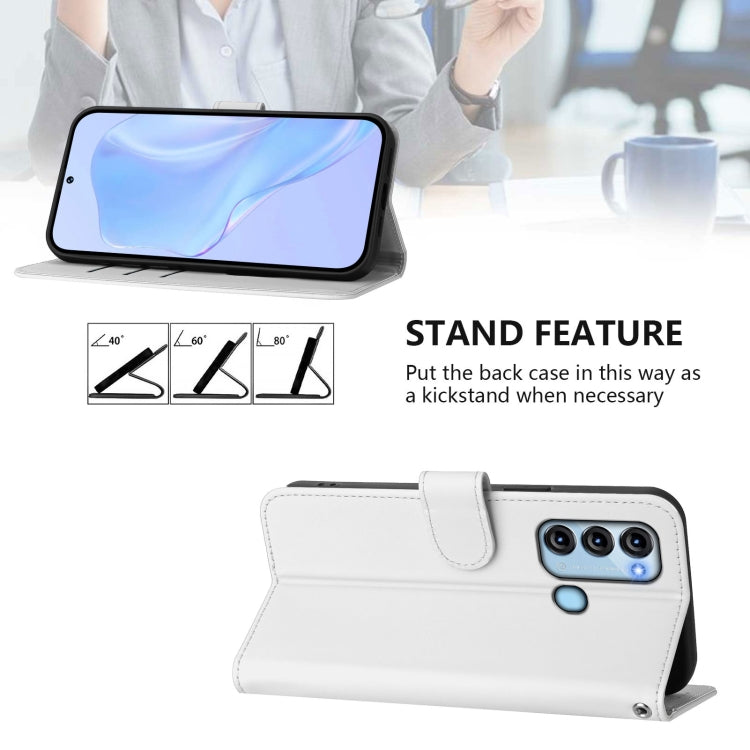 For itel S17 Skin Feel Solid Color Leather Phone Case with Lanyard