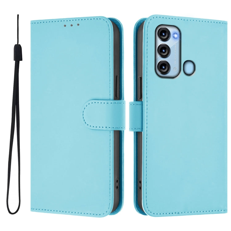 For itel S17 Skin Feel Solid Color Leather Phone Case with Lanyard