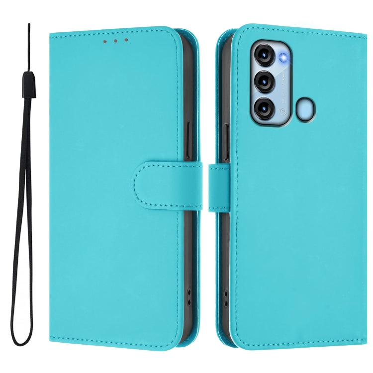 For itel S17 Skin Feel Solid Color Leather Phone Case with Lanyard