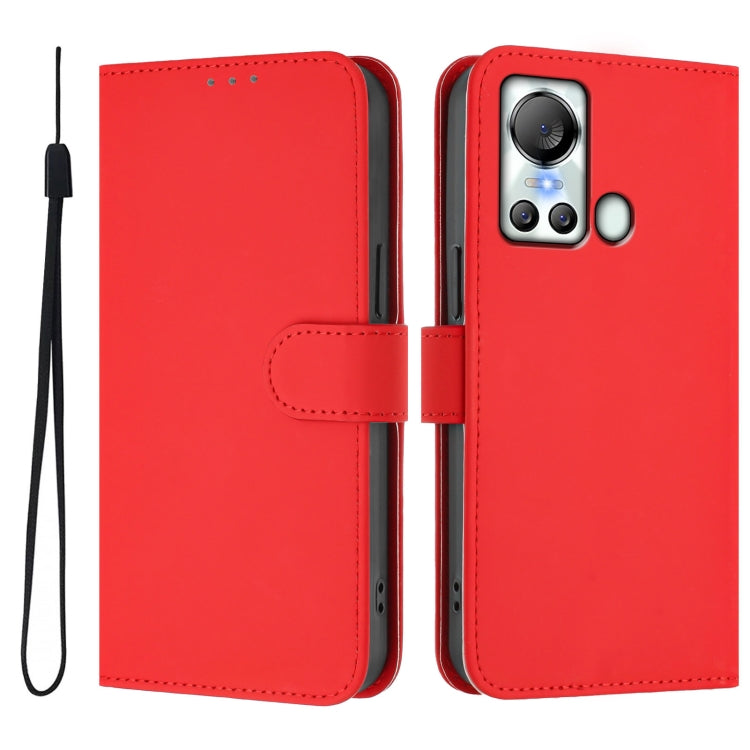 For itel S18 / Vision 5 Skin Feel Solid Color Leather Phone Case with Lanyard