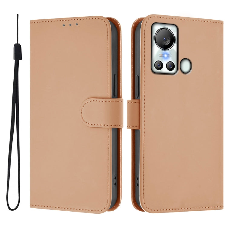 For itel S18 / Vision 5 Skin Feel Solid Color Leather Phone Case with Lanyard