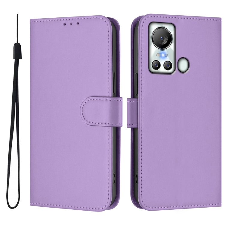 For itel S18 / Vision 5 Skin Feel Solid Color Leather Phone Case with Lanyard