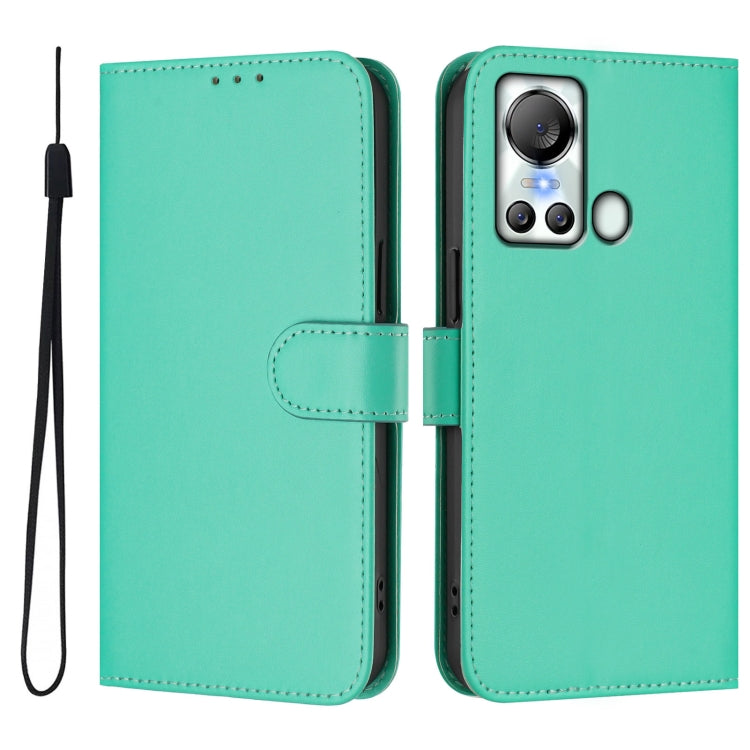 For itel S18 / Vision 5 Skin Feel Solid Color Leather Phone Case with Lanyard