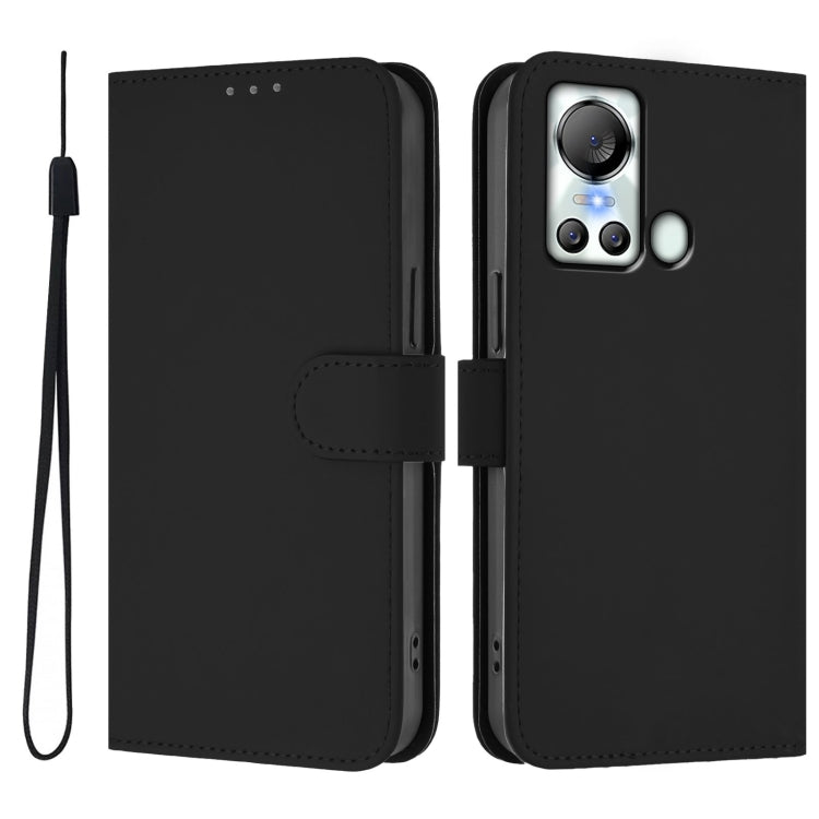 For itel S18 / Vision 5 Skin Feel Solid Color Leather Phone Case with Lanyard