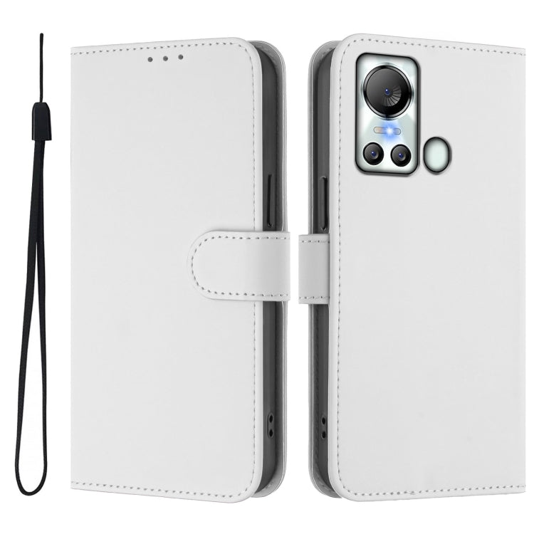 For itel S18 / Vision 5 Skin Feel Solid Color Leather Phone Case with Lanyard