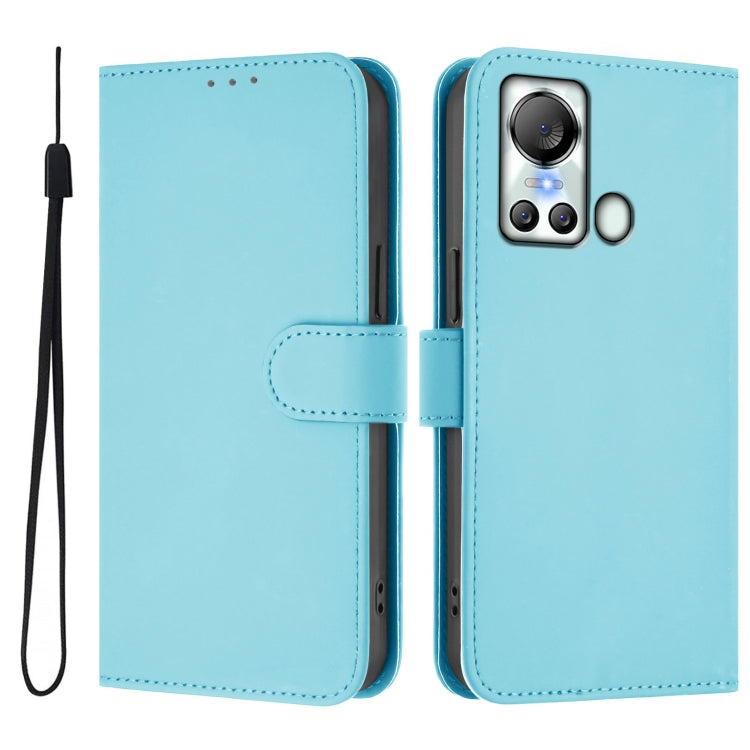 For itel S18 / Vision 5 Skin Feel Solid Color Leather Phone Case with Lanyard