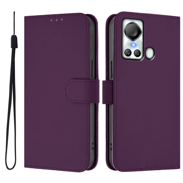 For itel S18 / Vision 5 Skin Feel Solid Color Leather Phone Case with Lanyard