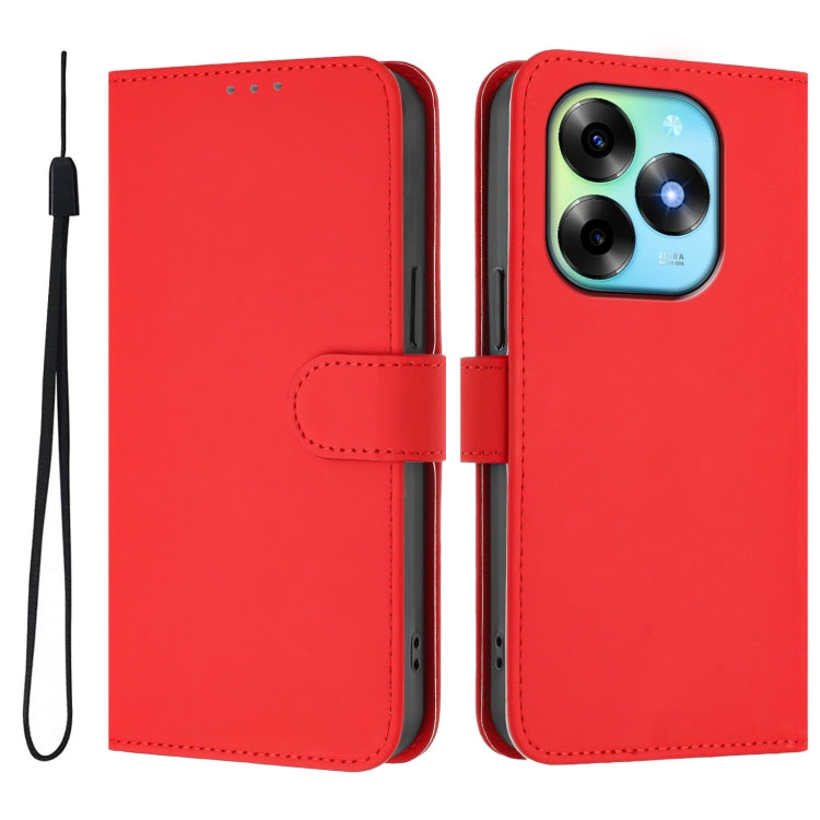 For itel S23+ Skin Feel Solid Color Leather Phone Case with Lanyard