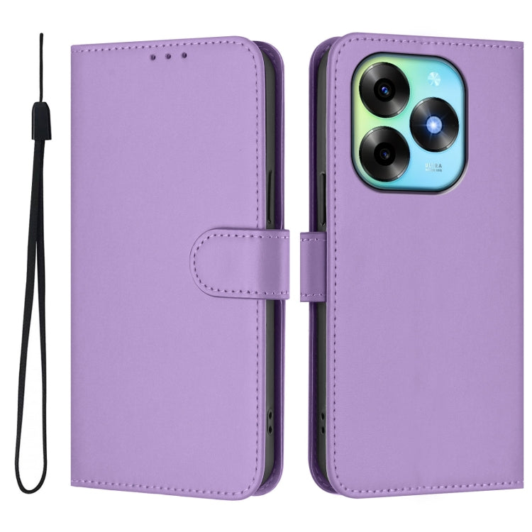 For itel S23+ Skin Feel Solid Color Leather Phone Case with Lanyard
