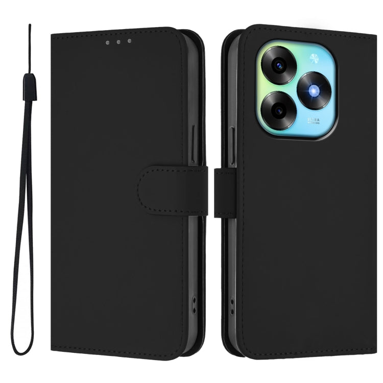 For itel S23+ Skin Feel Solid Color Leather Phone Case with Lanyard