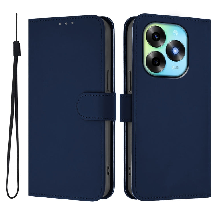 For itel S23+ Skin Feel Solid Color Leather Phone Case with Lanyard