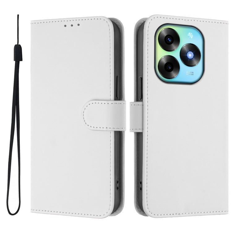 For itel S23+ Skin Feel Solid Color Leather Phone Case with Lanyard