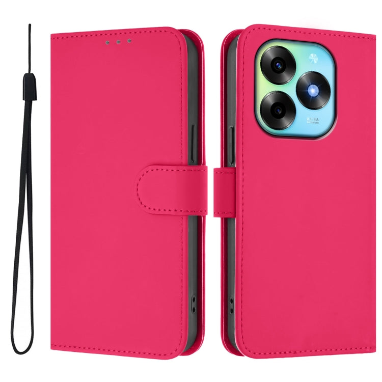 For itel S23+ Skin Feel Solid Color Leather Phone Case with Lanyard