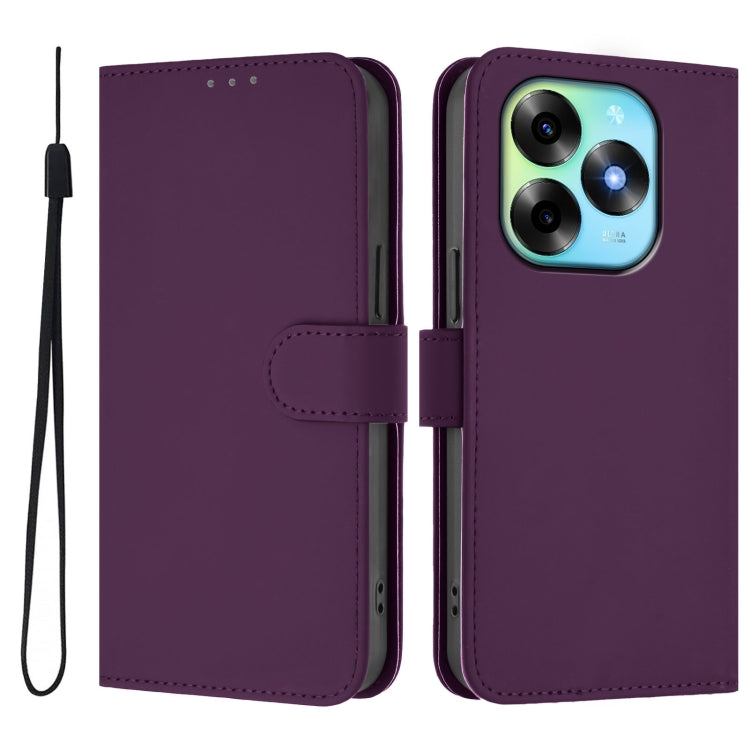 For itel S23+ Skin Feel Solid Color Leather Phone Case with Lanyard