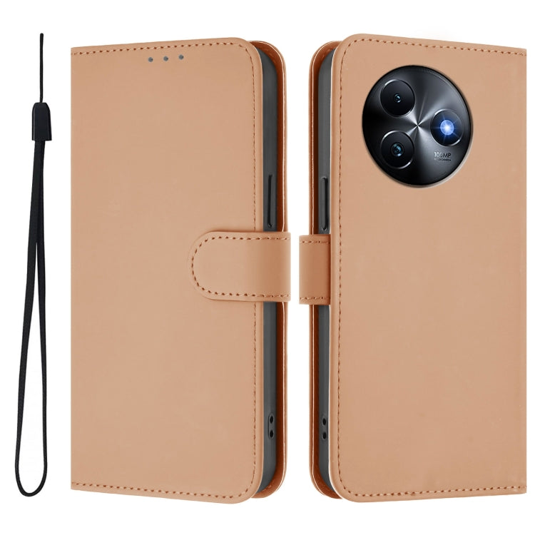 For itel S24 Skin Feel Solid Color Leather Phone Case with Lanyard