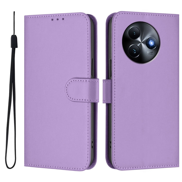 For itel S24 Skin Feel Solid Color Leather Phone Case with Lanyard
