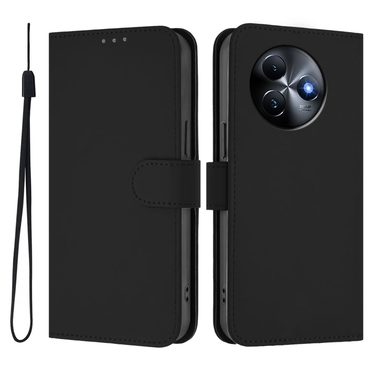 For itel S24 Skin Feel Solid Color Leather Phone Case with Lanyard