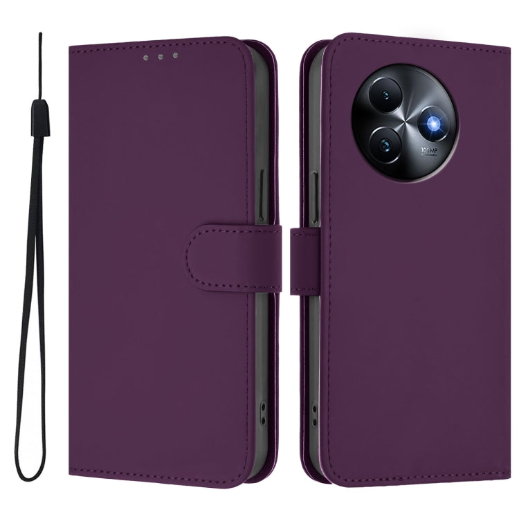 For itel S24 Skin Feel Solid Color Leather Phone Case with Lanyard