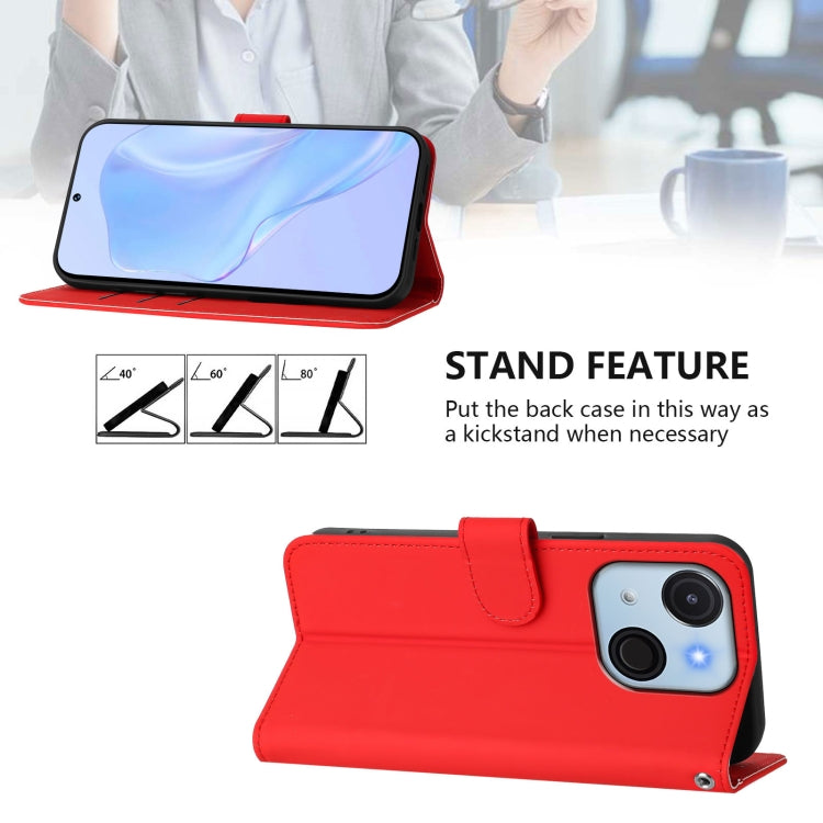 For itel A50C Skin Feel Solid Color Leather Phone Case with Lanyard