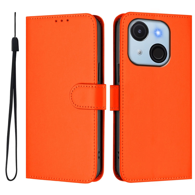 For itel A50C Skin Feel Solid Color Leather Phone Case with Lanyard