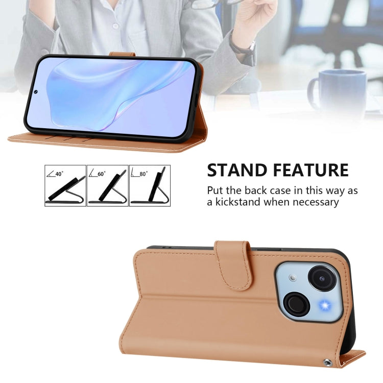 For itel A50C Skin Feel Solid Color Leather Phone Case with Lanyard