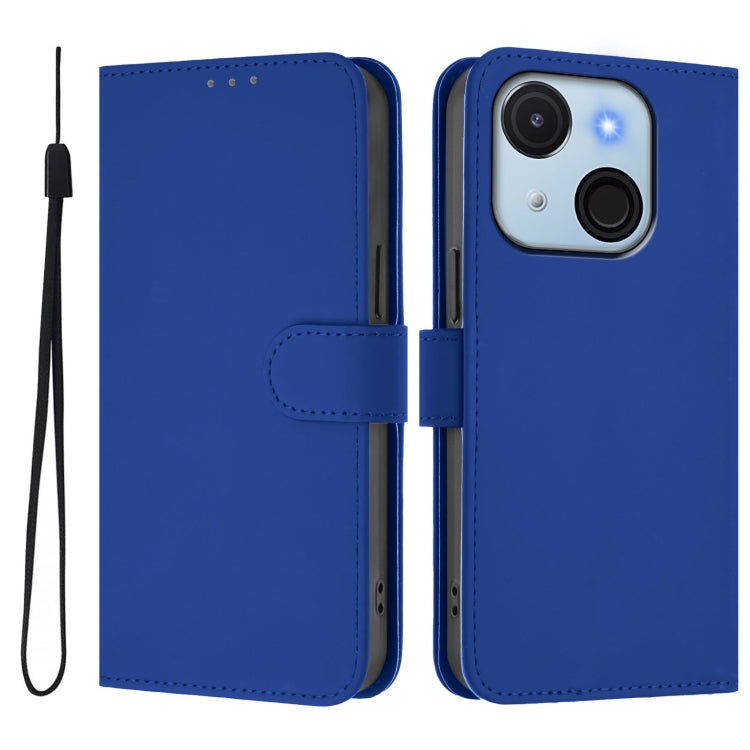 For itel A50C Skin Feel Solid Color Leather Phone Case with Lanyard