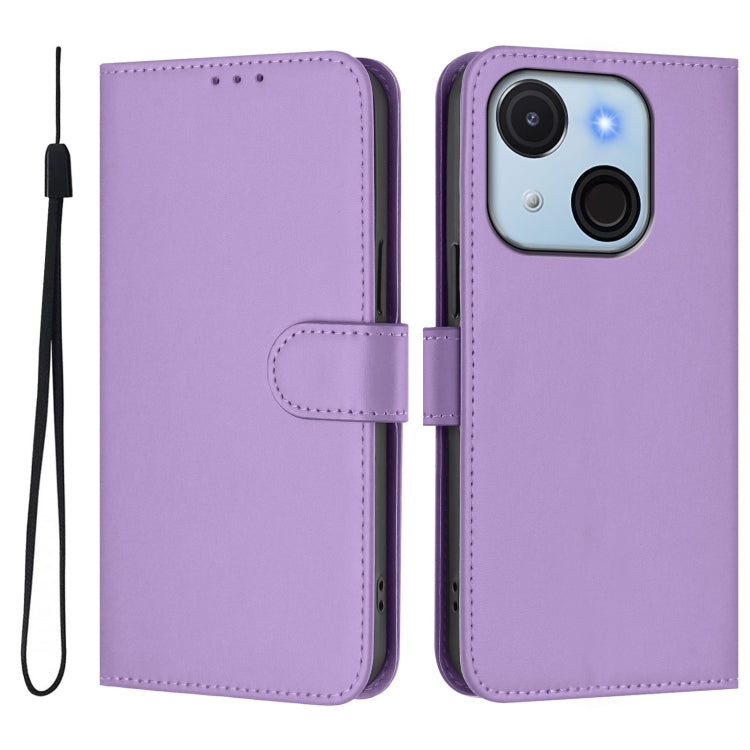 For itel A50C Skin Feel Solid Color Leather Phone Case with Lanyard