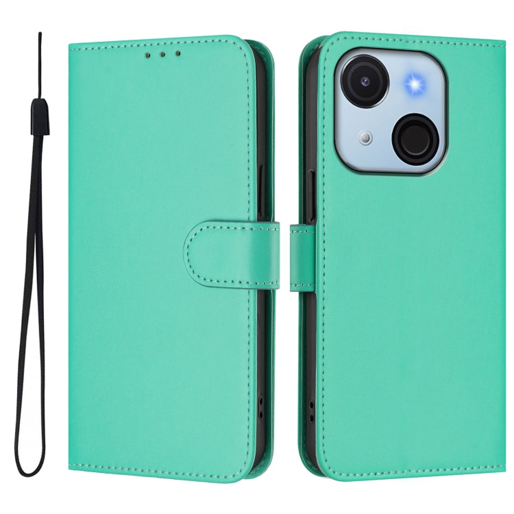 For itel A50C Skin Feel Solid Color Leather Phone Case with Lanyard