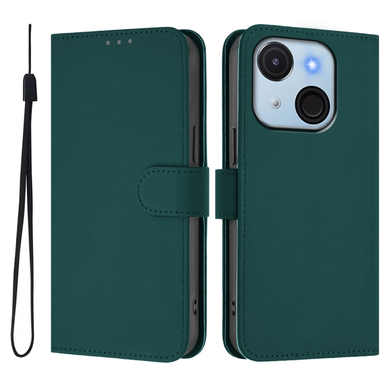 For itel A50C Skin Feel Solid Color Leather Phone Case with Lanyard