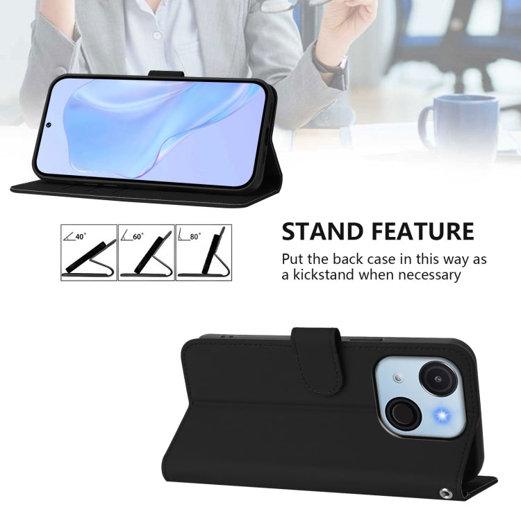 For itel A50C Skin Feel Solid Color Leather Phone Case with Lanyard
