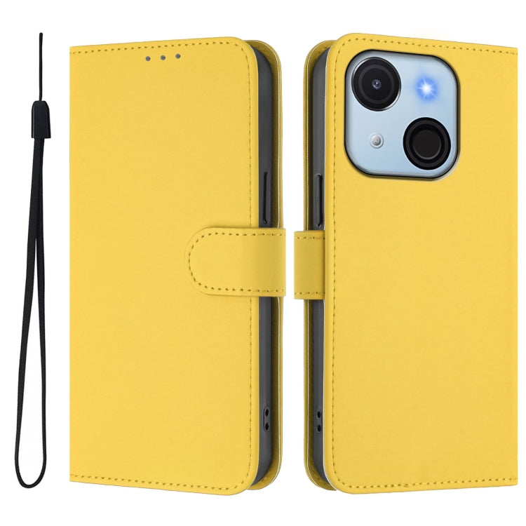 For itel A50C Skin Feel Solid Color Leather Phone Case with Lanyard