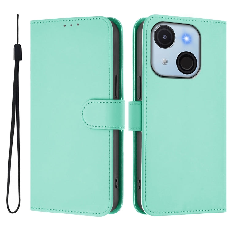 For itel A50C Skin Feel Solid Color Leather Phone Case with Lanyard