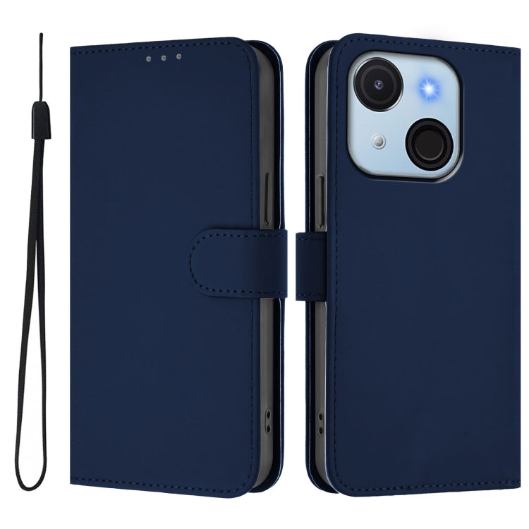 For itel A50C Skin Feel Solid Color Leather Phone Case with Lanyard