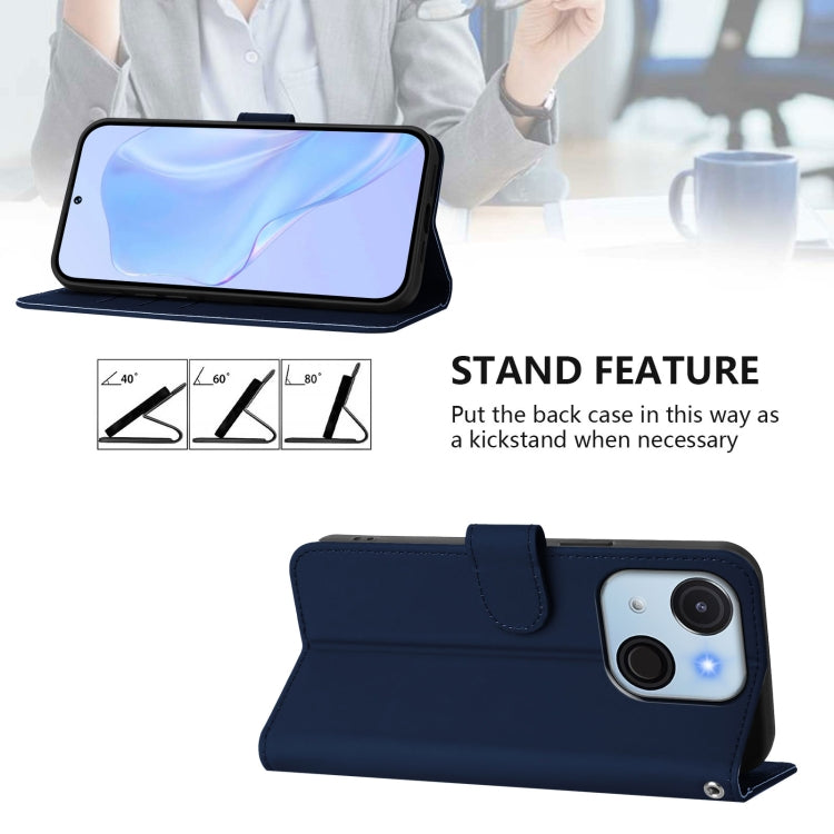 For itel A50C Skin Feel Solid Color Leather Phone Case with Lanyard