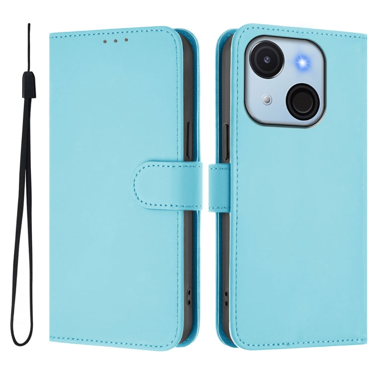 For itel A50C Skin Feel Solid Color Leather Phone Case with Lanyard