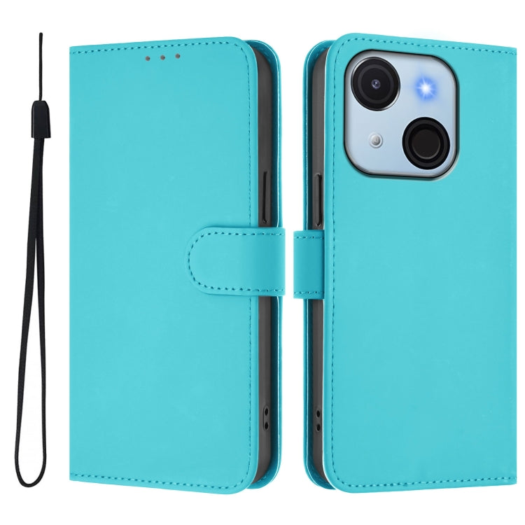 For itel A50C Skin Feel Solid Color Leather Phone Case with Lanyard