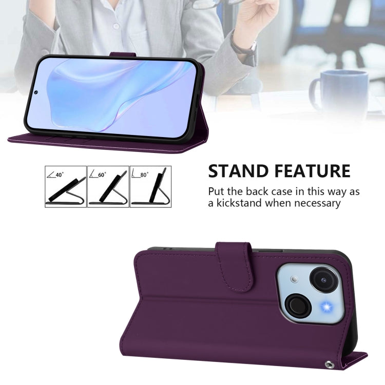 For itel A50C Skin Feel Solid Color Leather Phone Case with Lanyard