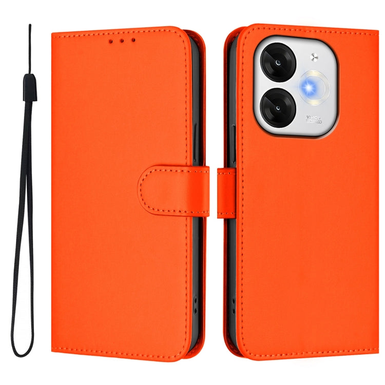 For itel A80 4G Skin Feel Solid Color Leather Phone Case with Lanyard