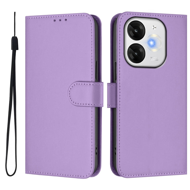 For itel A80 4G Skin Feel Solid Color Leather Phone Case with Lanyard
