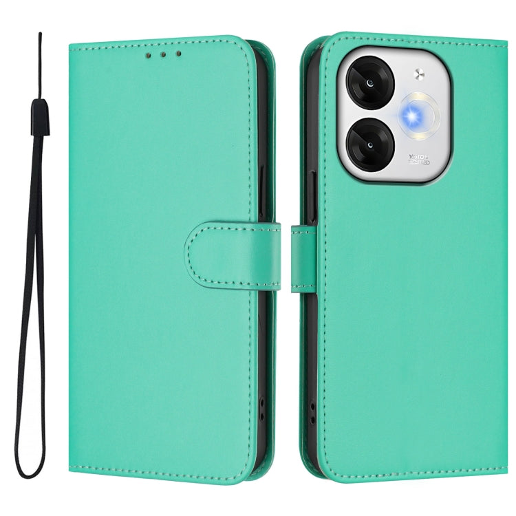 For itel A80 4G Skin Feel Solid Color Leather Phone Case with Lanyard