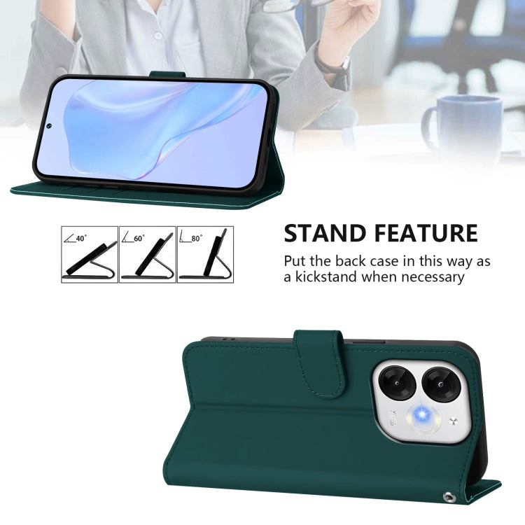 For itel A80 4G Skin Feel Solid Color Leather Phone Case with Lanyard